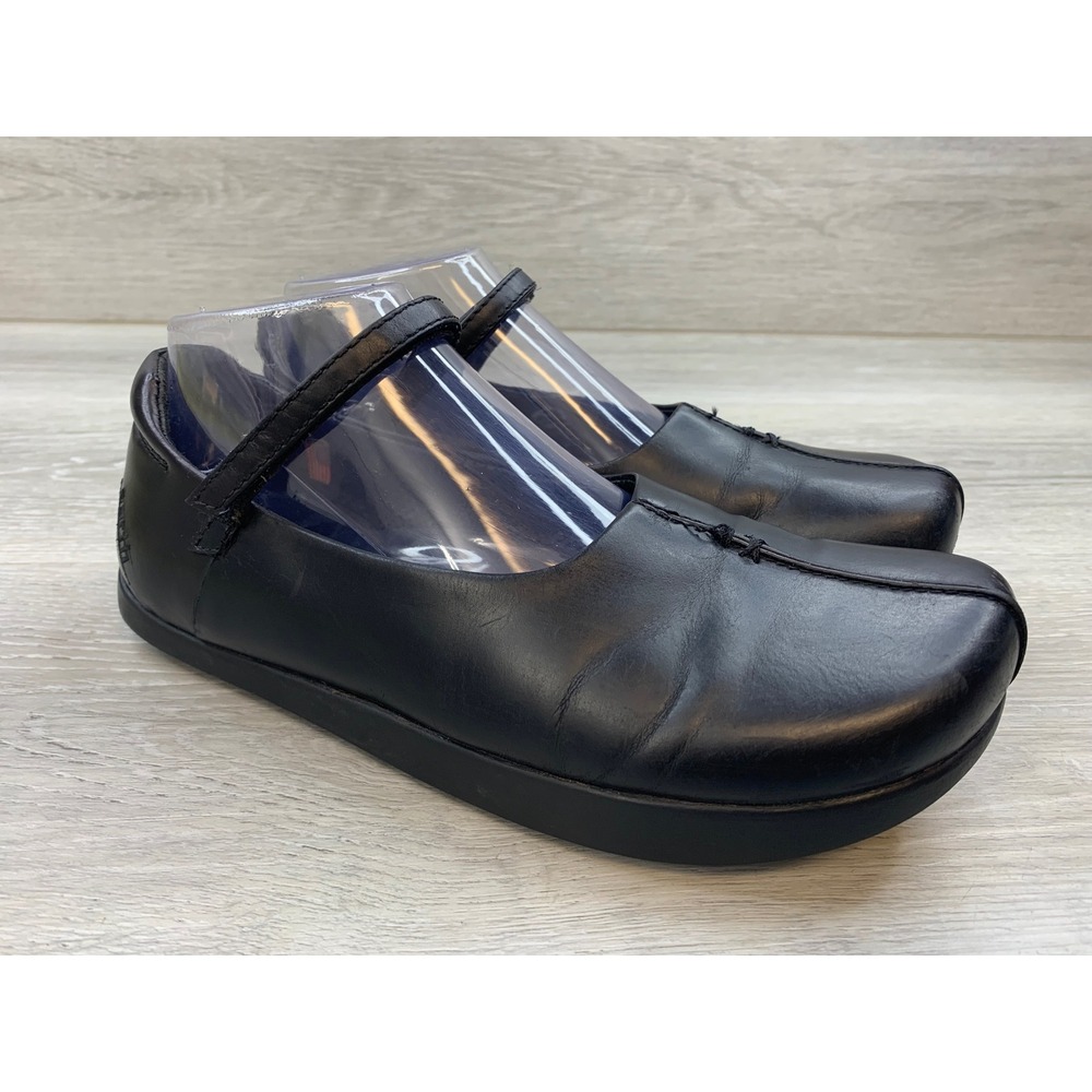 Earth Kalso Negative Heel Solar Black Leather Mary Jane Flats Shoes Women's 7.5